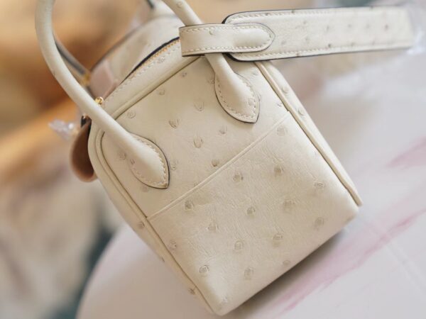 b439755c0aa5e41 Special Order Hermes South KK Ostrich Mini Lindy 19CM I2 Nata Gold Hardware