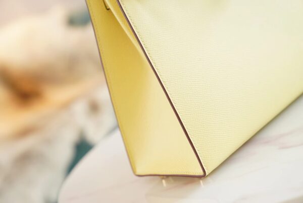 b47d24f40e1367c Hand Stitch Hermes Kelly Bag25CM 1Z Joune Poussin Epsom Leather Gold Hardware