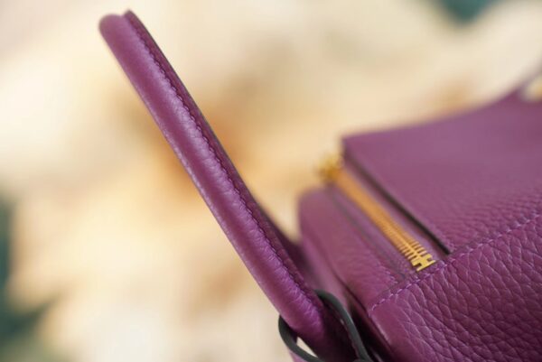 b4fe5eb6baa58fb Discount Hermes Lindy 30CM P9 Anemone Clemence Leather Gold Hardware