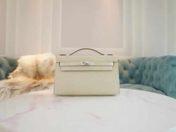 b50a8cd1c8b4e8c-1 Australia Canberra Hermes Kelly Pochette 22CM Matte Alligator 8L Beton Silver Hardware