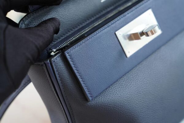 b52e06b50e586dc New God Factory Bags Hermes Mini Kelly 24/24 Blue Navy&2ZBlue Nuit Evercolor Leather Silver Hardware