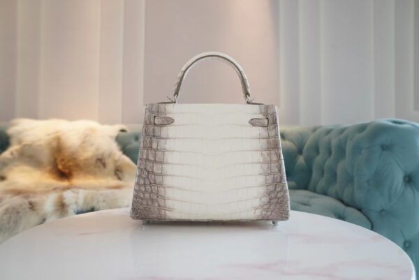 b54452489715ede Full Handmade Hermes Himalaya Crocodile Kelly 25CM Women’s Bag Silver Hardware