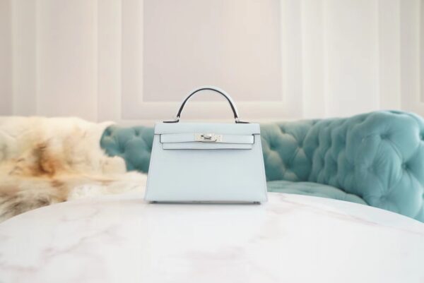 b5d41993139012c-1 Hermes Handmade Boutique T0 Blue Brume Epsom Leather Mini Kelly19CM Silver Hardware