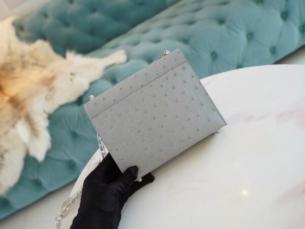 b5dbd2c1c0a60d1 God Factory Bags Hermes Factory 8U Blue Glacier KK Ostrich Skin Verrou Mini Silver Hardware