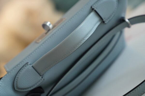 b6173662895f9d5 Discount Hermes Mini Kelly 24/24 J7 Blue Lin / Gris Mouette Evercolor Leather Silver Hardware