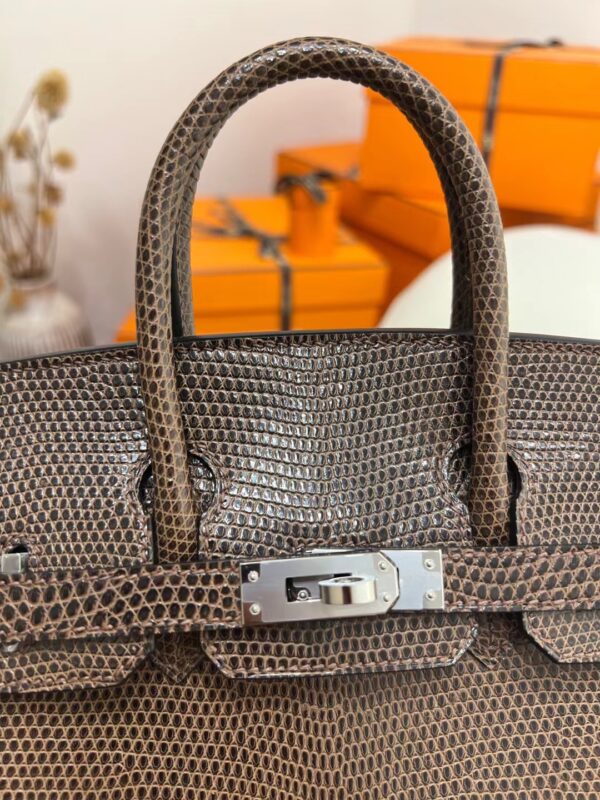 b64f5405c45172e Full Handmade Hermes Birkin 25CM Lizard Leather Coffee Silver Hardware