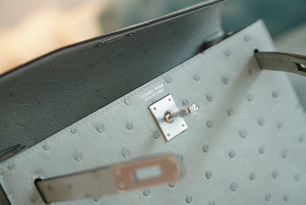 b6a623c9431837e Canada Ottawa Hermes Kelly Danse 22CM KK Ostrich 8U Blue Glacier Silver Hardware