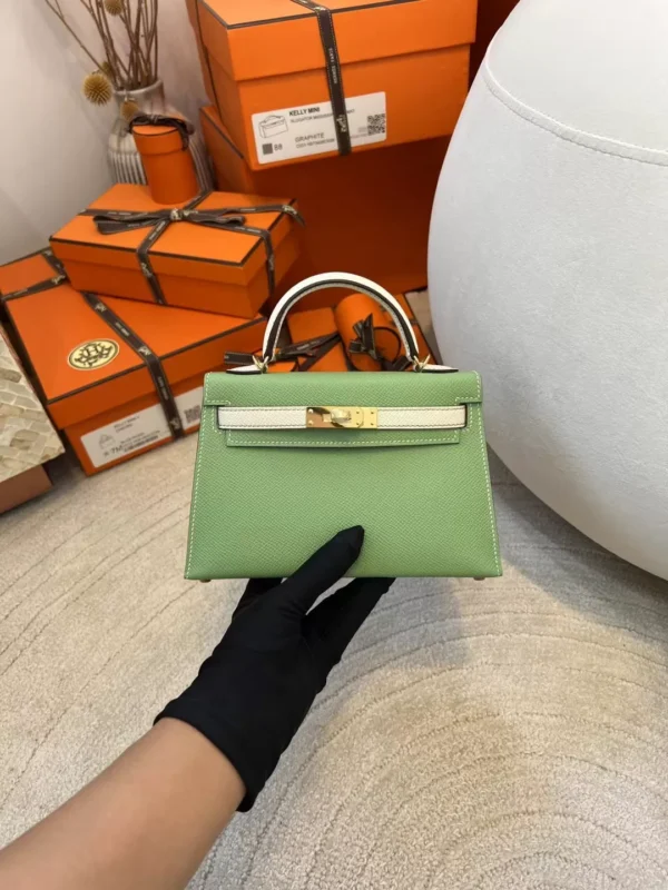 b6c03c0eb9a2b72-jpg Hermes Epsom Leather Mini Kelly 19CM 3I Criquet/ Craie Gold Hardware