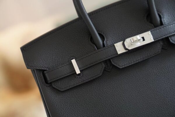 b716780d6798899 Full Handmade Hermes CK89 Black Togo Leather Birkin25CM Tote Bag Silver Hardware