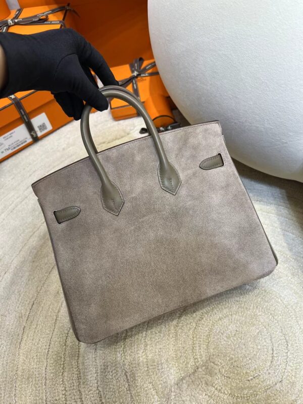 b727582abc24e4f Taiwan Hermes Birkin 25CM Suede/ Swift 18 Etoupe Silver Hardware