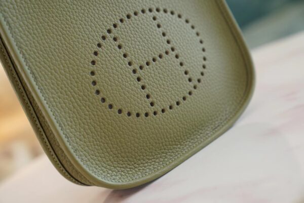 b73907f861fe7ec God Factory Bags Hermes Mini Evelyne 16CM Q1 Sauge Clemence Leather Silver Hardware