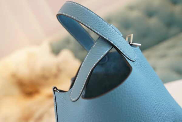 b7a7eb5a12e83e8 God Factory Bags Factory Hermes 75 Blue Jean Clemence Leather Picotin18CM Silver Hardware