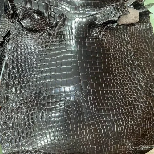 Shiny Porosus Crocodile Leather 41 Havana Hermes Bag Special Order