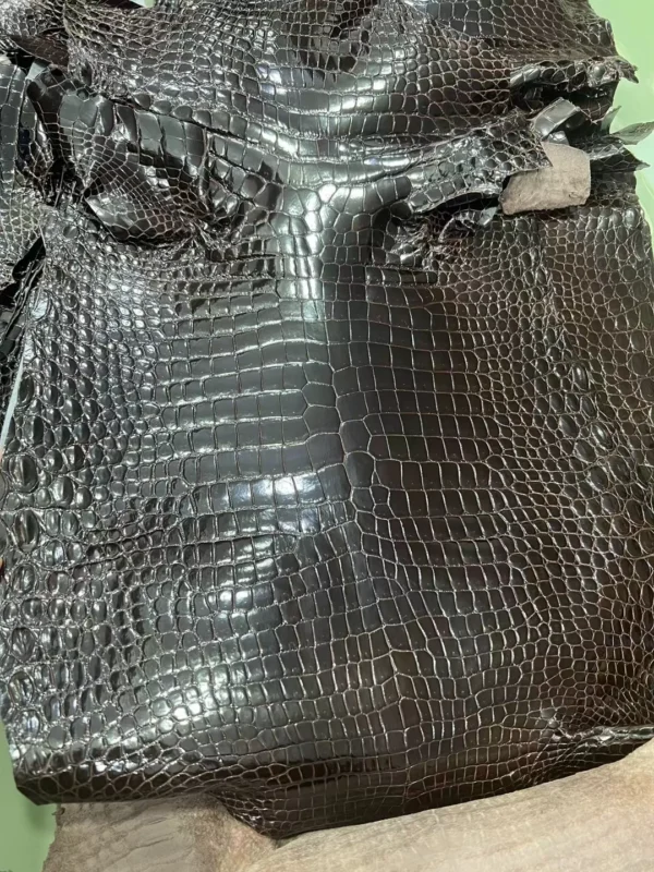 Special Order Hermes Bag N7 Blue Orage Shiny Porosus Crocodile Leather