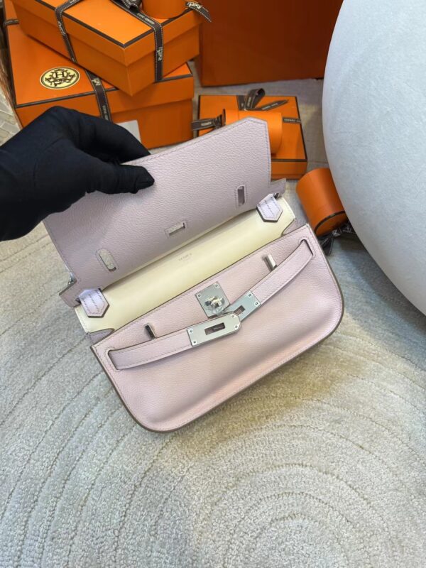b803797b4912d28 Handmade Hermes Jypsiere Mini 23CM 09 Mauve Pale Evercolor Silver Hardware