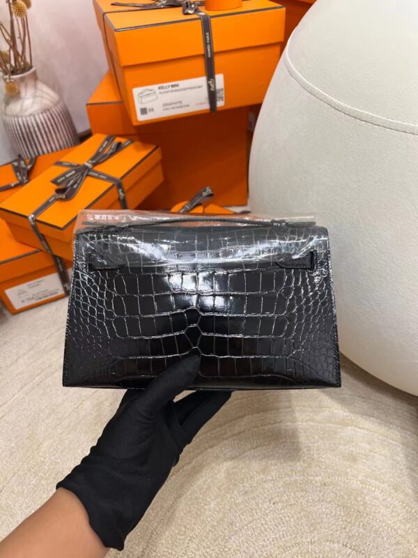 b811649f44e2f88-1 Taiwan Hermes Kelly Pochette 22 Shiny Alligator 89 Noir Gold Hardware