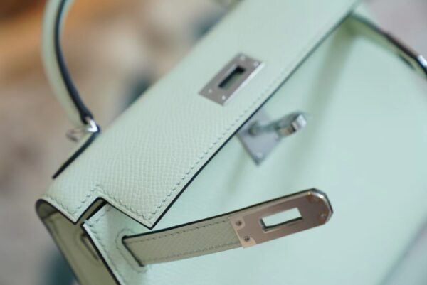 b8144a3f3561d85 God Factory Bags Hermes Factory 0S Vert Fizz Mini Kelly 19CM Epsom Leather Silver Hardware