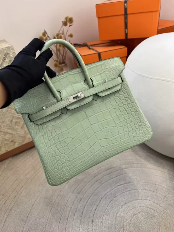 b81c9e059a1551c-jpg Hong Kong Hermes 6U Vert D’eau Matte Alligator Crocodile Birkin 25CM Silver Hardware