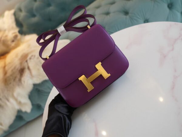 b8333d2f11b3234 God Factory Bags Hermes P9 Anemone Evercolor Constance 19CM Gold Hardware