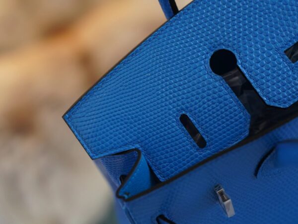 b88a5910805b5f3 God Factory Bags Hermes Lizard Leather Birkin 25CM 7W Blue Izmir Silver Hardware