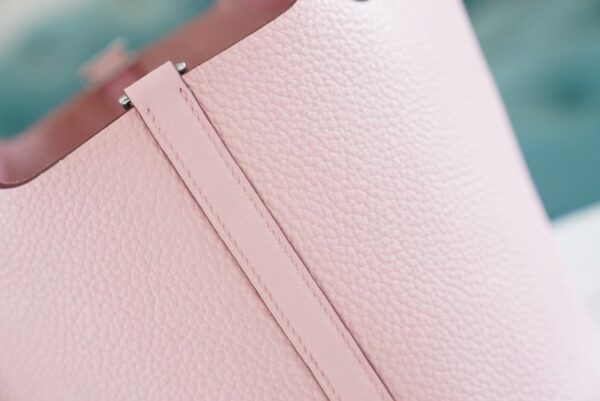 b8b4b9e7d3fc80c Full Handmade Hermes Picotin Bag18CM 3Q Rose Sakura Clemence Leather Silver Hardware