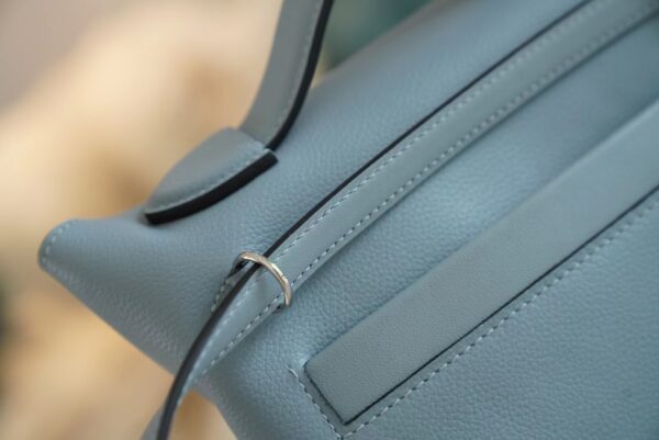 b8e6766d6a11a82 Discount Hermes Mini Kelly 24/24 J7 Blue Lin / Gris Mouette Evercolor Leather Silver Hardware