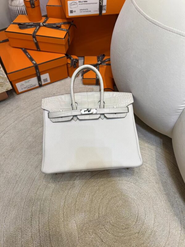b8ed428ddae3e6e-1 Hermes Birkin Touch 25CM 8L Beton Matte Crocodile/ Togo Silver Hardware
