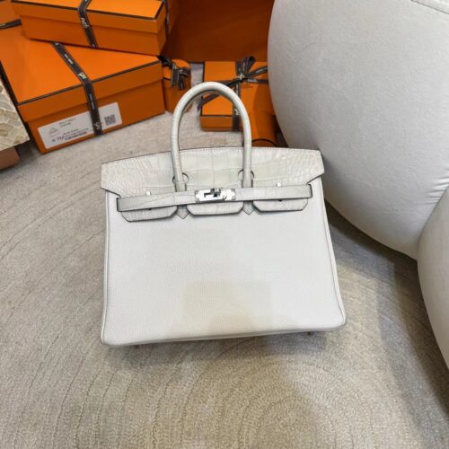 Hermes Birkin Touch 25CM 8L Beton Matte Crocodile/ Togo Silver Hardware