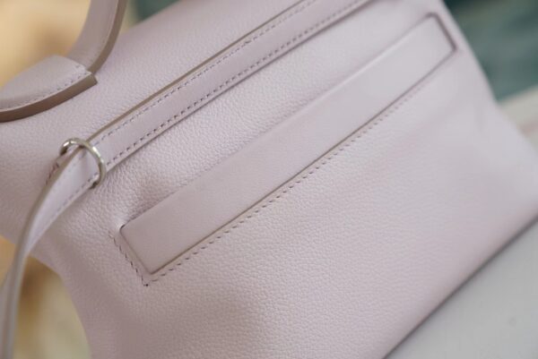 b90740aa97d2274 Full Handmade Hermes 09 Mauve Pale / Nata Mini Kelly 24/24 Evercolor Leather Silver Hardware