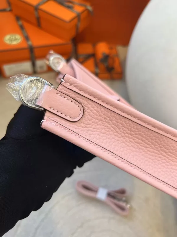 b945d4599dc919a-jpg Hermes Mini Evelyne 16CM 3Q Rose Sakura Clemence Leather Silver Hardware