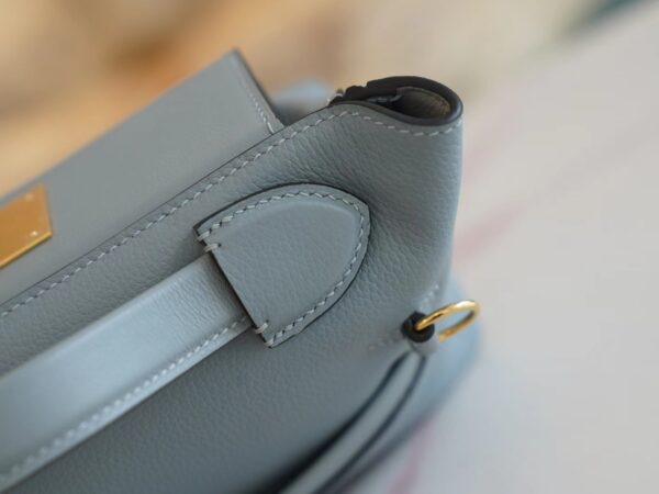 b962ab292a26b1a New Hermes Evercolor Mini Kelly 2424 Blue Lin / Gris Mouette Inner Gold Hardware