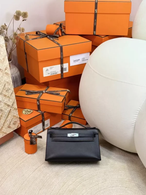 b97d8fc0d8d3be1-jpg Hot Sale Kelly Pochette 22cm 46 Ebene Swift Leather Silver Hardware
