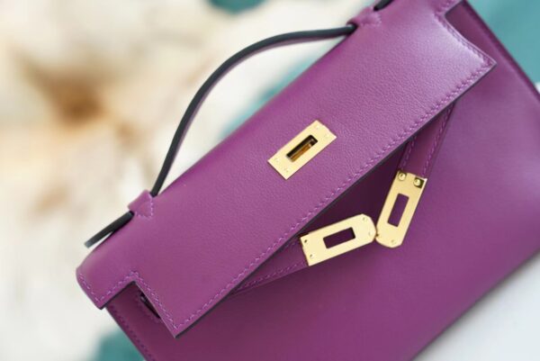 b9b7b88c62beaba Full Handmade Hermes Kelly Pochette22cm P9 Anemone Swift Leather Gold Hardware