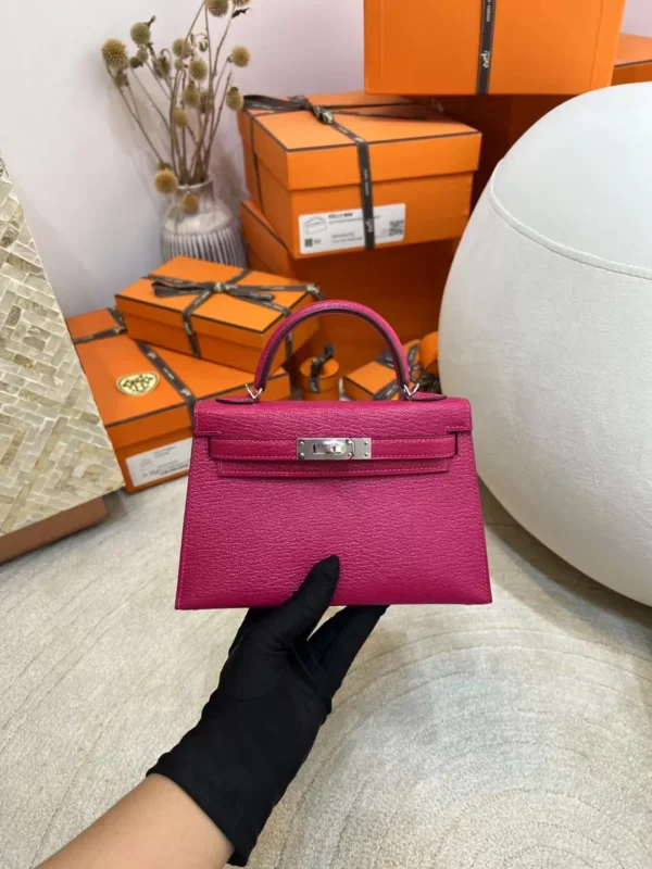 ba1463d560b88ee-jpg-1 Canada Ottawa Chevre Leather Mini Kelly 19CM L3 Rose Purple Silver Hardware