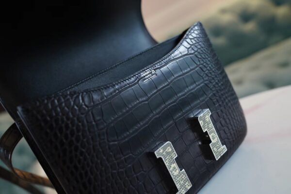 ba197542ebbce0c God Factory Bags Hermes Matte Crocodile Constance 24CM CK89 Nior Lizard Buckle