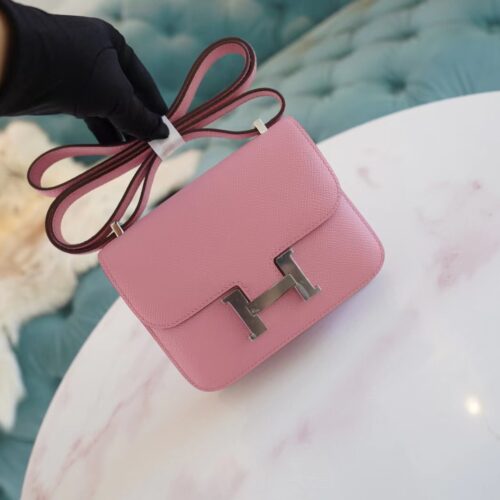 Sale God Factory Bags Factory Hermes Constance14cm Rose Sakura Epsom Leather Silver Hardware