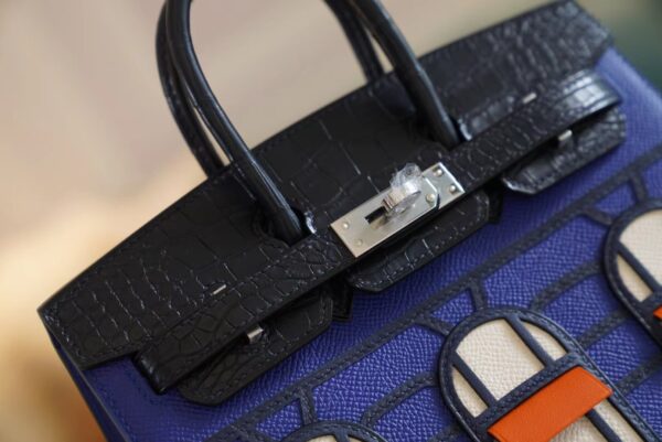 bb3ca40b26d4660 Full Handmade Hermes Blue Four Leathers Birkin House 20CM Silver Hardware