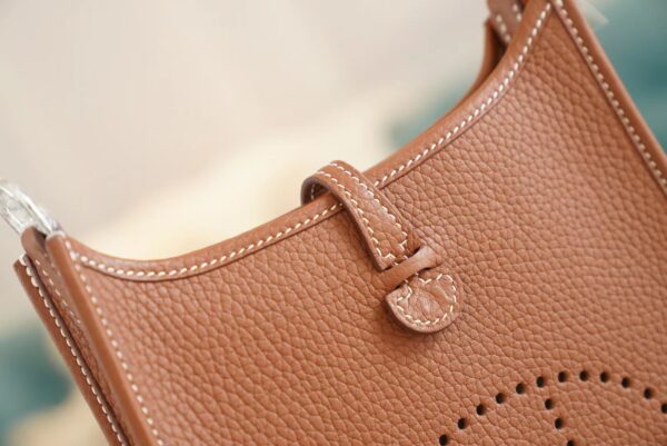 bb4444fc6f5259b God Factory Bags Factory Hermes CK37 Gold Clemence Leather Mini Evelyne16CM Silver Hardware