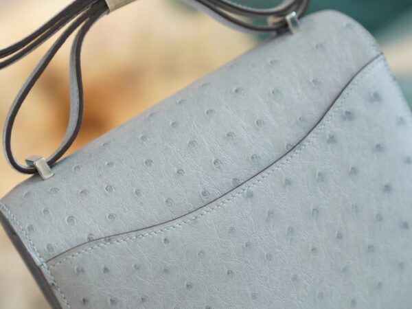 bb6426960f48430 God Factory Bags Hermes Constance19CM Shoulder Bag 8U Blue Glacier Ostrich Skin Silver Hardware