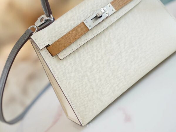 bb8ef2c2c2e2031 God Factory Bags Factory Hermes Mini Kelly II 19CM I2 Nata/0L Gris Meyer/0M Chai Epsom Leather