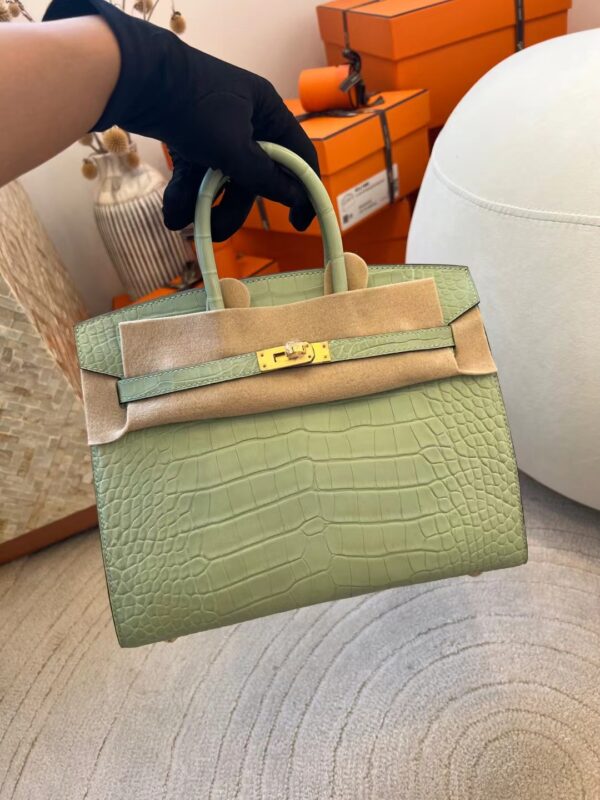 bbcb23d5dc936b9 Saudi Arabia Riyadh Hermes Birkin Sellier 25 Matte Alligator 6U Vert D’eau Gold Hardware