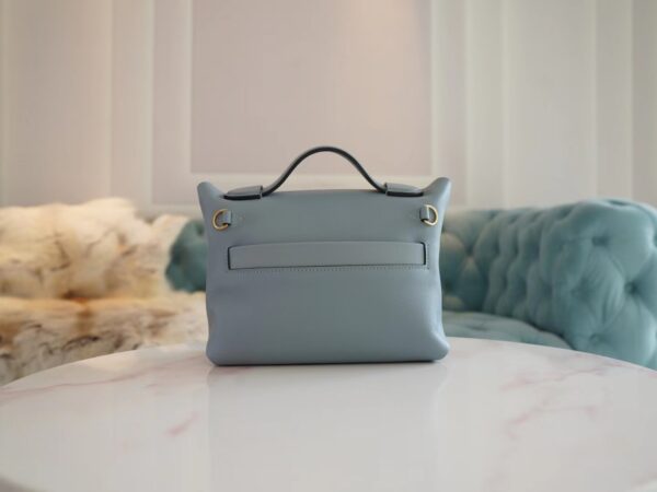 bbf374204effca5 New Hermes Evercolor Mini Kelly 2424 Blue Lin / Gris Mouette Inner Gold Hardware