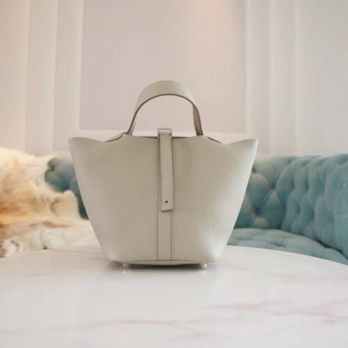 God Factory Bags Factory Hermes Clemence Picotin 18CM CK80 Gris Pearl Silver Hardware