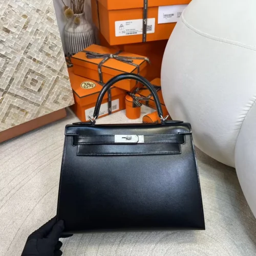 Canada Ottawa Kelly Sellier 28CM Box Leather 89 Noir Silver Hardware