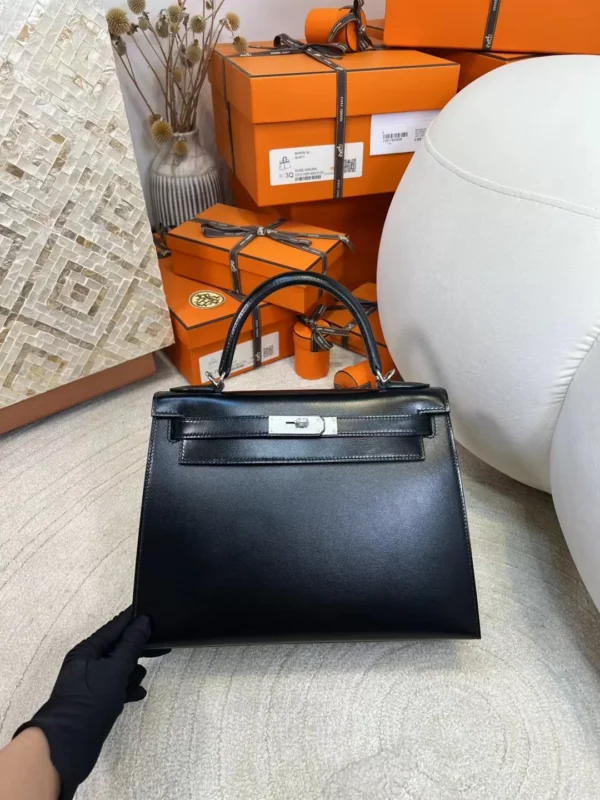 bcf4c17e768a81f-jpg Canada Ottawa Kelly Sellier 28CM Box Leather 89 Noir Silver Hardware