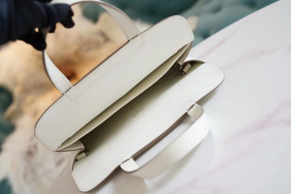 bd34662d4a854d7 Full Handmade Hermes Halzan 25CM 01 Blanc Evercolor Leather Silver Hardware
