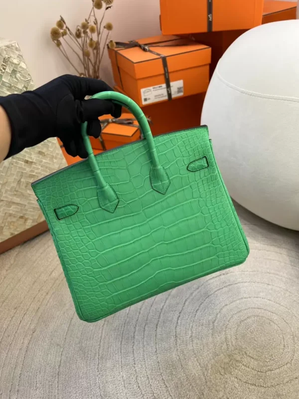 bd403eb4f14122b-jpg Canada Toronto Hermes Birkin 25CM Matte Alligator Crocodile 0Z Vert Comics Silver Hardware