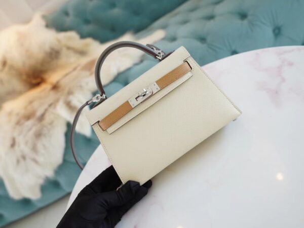 bd4b7e0091fc6c6 God Factory Bags Factory Hermes Mini Kelly II 19CM I2 Nata/0L Gris Meyer/0M Chai Epsom Leather