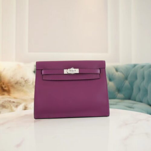 Full Handmade Hermes Kelly Danse22CM P9 Anemone Evercolor Leather Silver Hardware