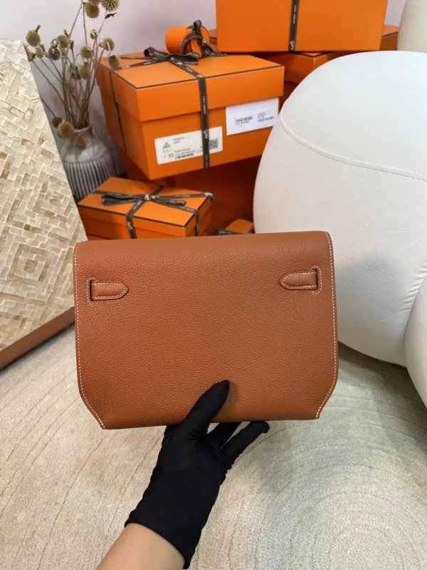bdfe8f3bd58aede-jpg USA Los Angeles 37 Gold Togo Kelly Depeches 25CM Clutch Bag Silver Hardware